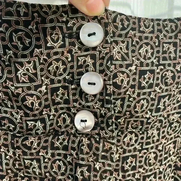 Crisca Sheer Print Allover Pants High Waisted Black and Pink Size 40 (Us 6) - Picture 6 of 11